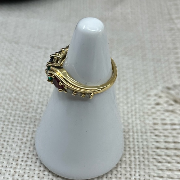 Vintage Gold Over Sterling 925 Multi-Stone Ring – Size 4.75 - Picture 13 of 17
